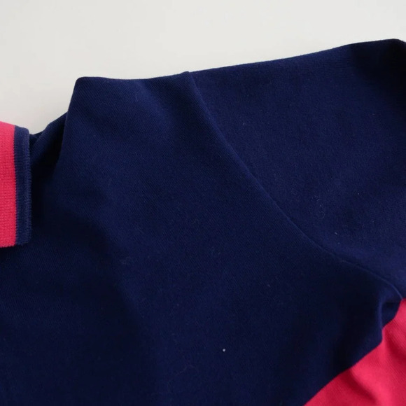 Vintage Gant Rugger Navy Pink Blue Polo Long Sleeve 100% Cotton Shirt Size Large - Picture 11 of 11